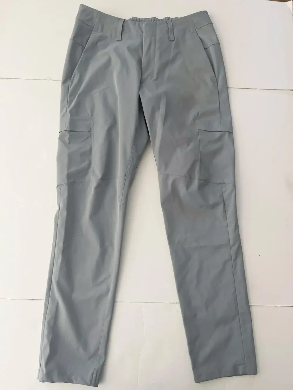Lululemon Fixed Waist Pants Men 31 Gray Rain Hiking Elastic Waist Cargo Pockets